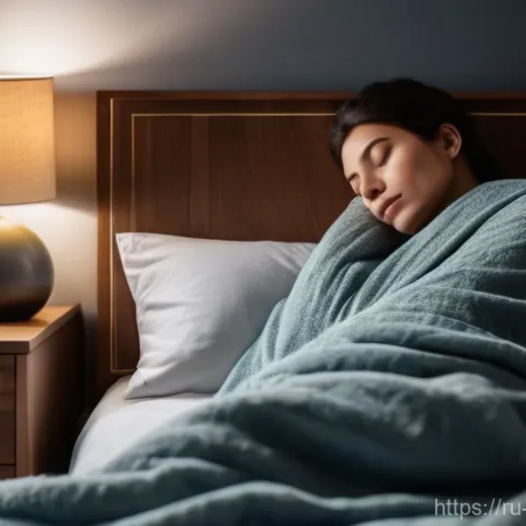 홈트 운동 후 휴식 시간 조절 - A peaceful, serene image of a fit person (gender-neutral) sleeping soundly in a cozy, dimly lit bedr...